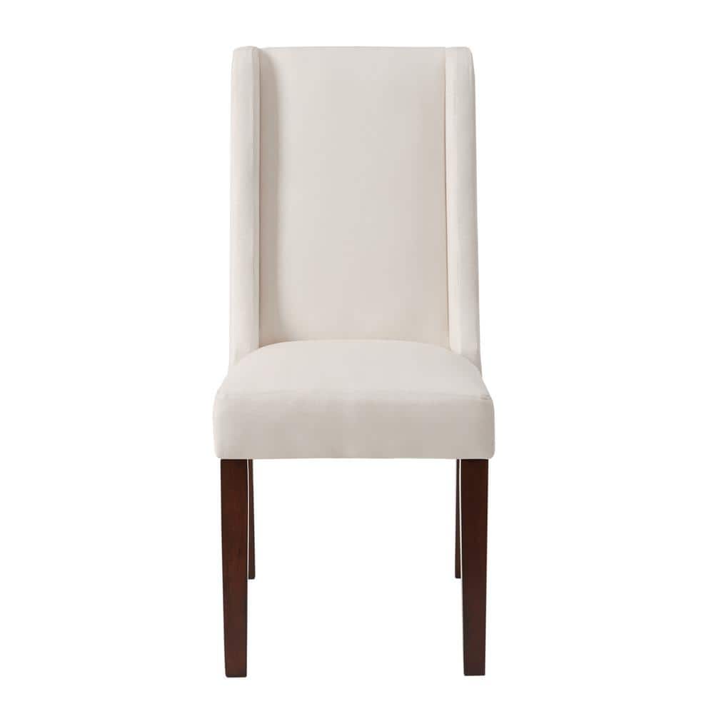 Parsons Cream High Wing-Back Side Chair with Solid Wood Legs