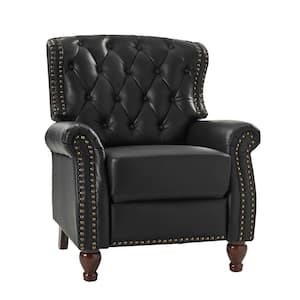 Isabel Black Faux Leather Standard (No Motion) Recliner with Tufted Cushions