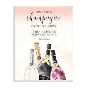 Champagne and Love Quote Fashion Designer Glam Text by Ziwei Li Unframed Typography Art Print 19 in. x 13 in.