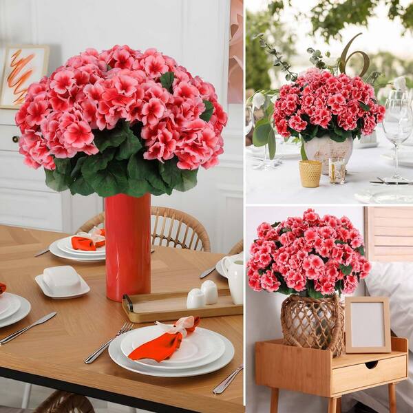 13 in. Peach Pink Indoor/Outdoor Artificial Geranium Flower