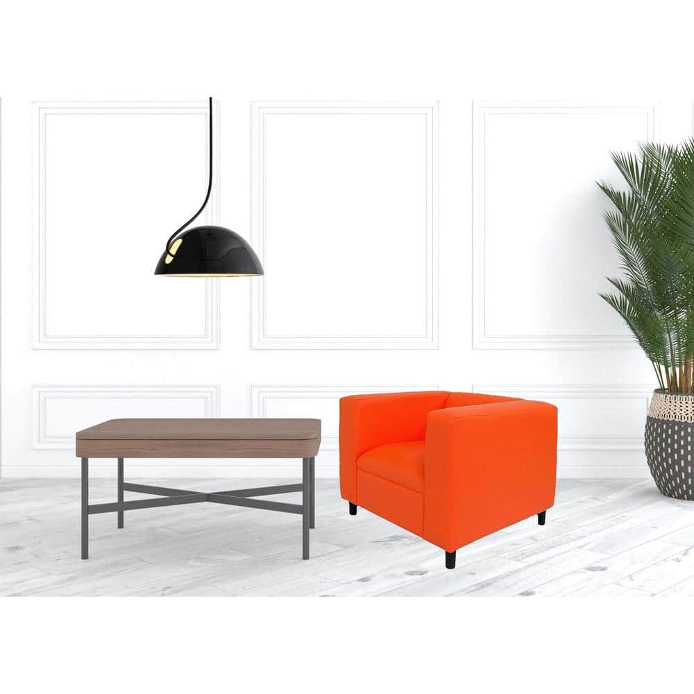 36-Inch Orange Faux Leather Arm Chair with Black Legs