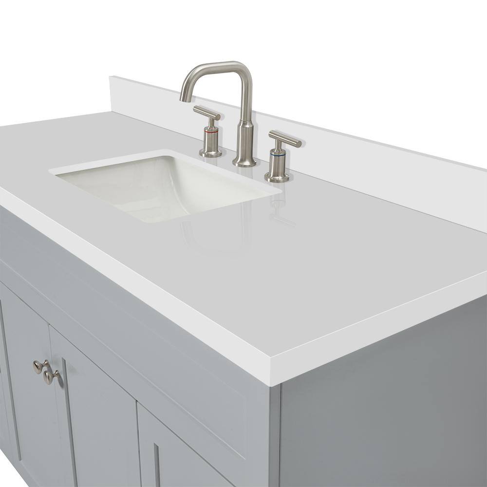 Gray 55" Freestanding Single Basin Vanity with Quartz Countertop