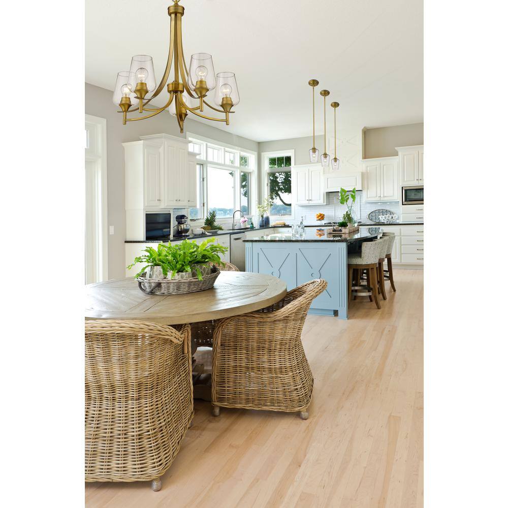 Joliet Contemporary Mini Pendant in Olde Brass with Large Glass Shade