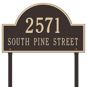 Arch Marker Estate Lawn 2-Line Address Plaque - Bronze/Gold