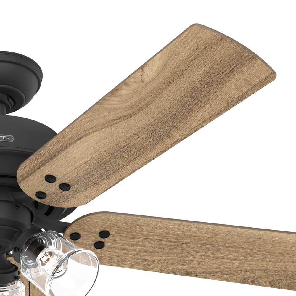 Matte Black and Golden Maple 52" Ceiling Fan with LED Light