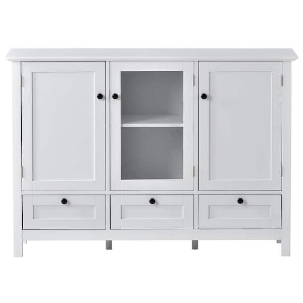 Tileon 44.9 in. W x 14.8 in. W x 31.1 in. H in White MDF Ready to Assemble Kitchen Cabinet with Solid Wood Legs