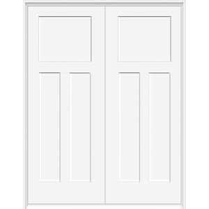 Steves & Sons 48 in. x 80 in. 3-Panel Mission Shaker White Primed Solid ...
