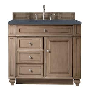 Bristol 36 in. W x 23.5 in. D x 34 in. H Single Vanity in Whitewashed Walnut with Quartz Top in Charcoal Soapstone