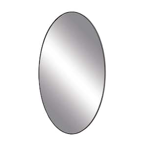 31 in. x 18 in. Oval Shaped Round Framed Black Wall Mirror with Thin Minimalistic Frame
