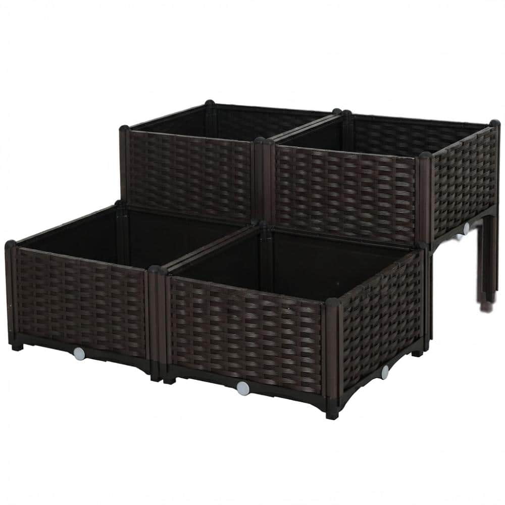 4 Piece Brown Raised Garden Bed with Legs, Self-Watering Planter Box to Grow Flowers, Herbs & Vegetables price history on PriceWatchPro