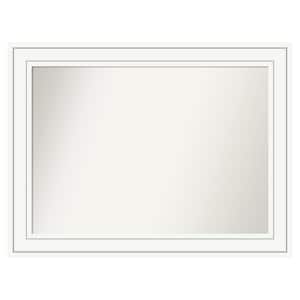 Craftsman White 33 in. x 25 in. Custom Non-Beveled Satin Wood Framed Bathroom Vanity Wall Mirror