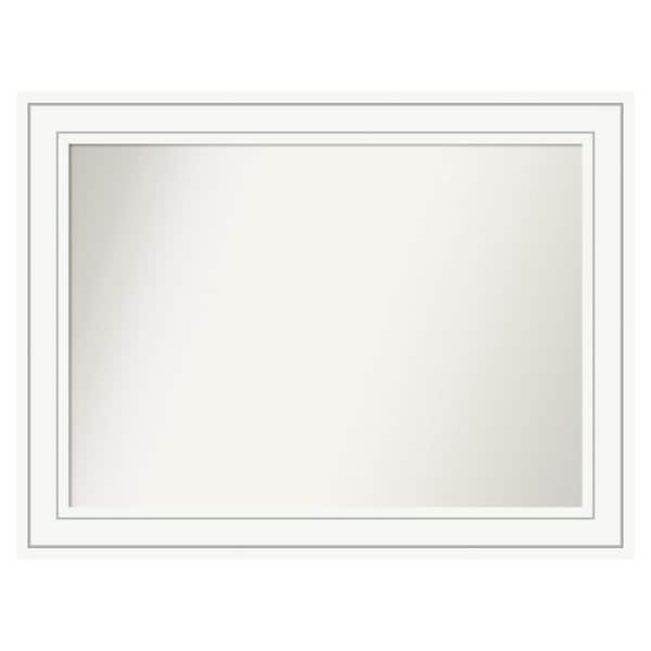 Amanti Art Craftsman White 33 in. x 25 in. Custom Non-Beveled Satin Wood Framed Bathroom Vanity Wall Mirror