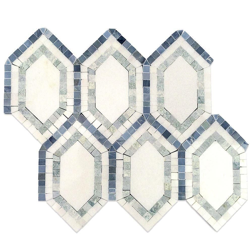 Infinite Thassos 5 in. x 0.39 in. Polished Marble Floor and Wall Mosaic Tile Sample price history on PriceWatchPro