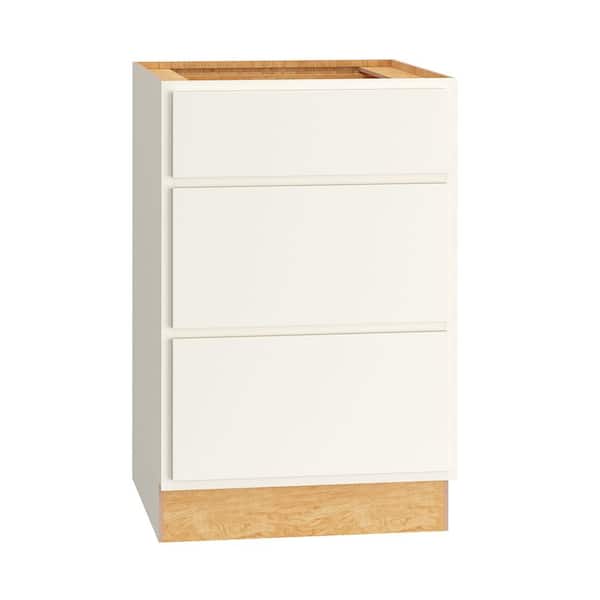 QuickShip Cottage 21 in. W x 21 in. D x 34.5 in. H Assembled Plywood Bath Drawer Base Cabinet in White Partial Overlay
