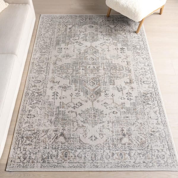 Vada Medallion Grey 7.6 ft. x 9.6 ft. Indoor Area Rug