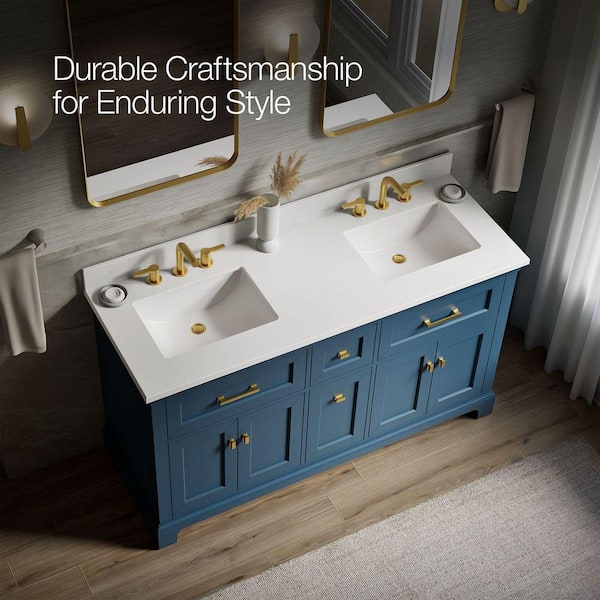 KOHLER Charlemont 60 in. Double Sink Freestanding Tidal Blue Bath