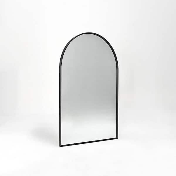 Tatahance 20 in. W x 30 in. H Arch Aluminum Frame Black Bathroom Wall Mirror