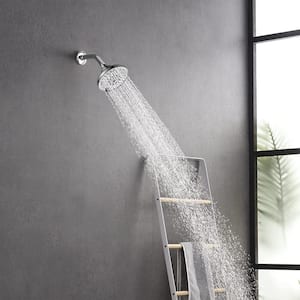 1-Piece 6 Spray Settings Shower Head 5" Rain Fixed Showerhead Adjustable in Chrome