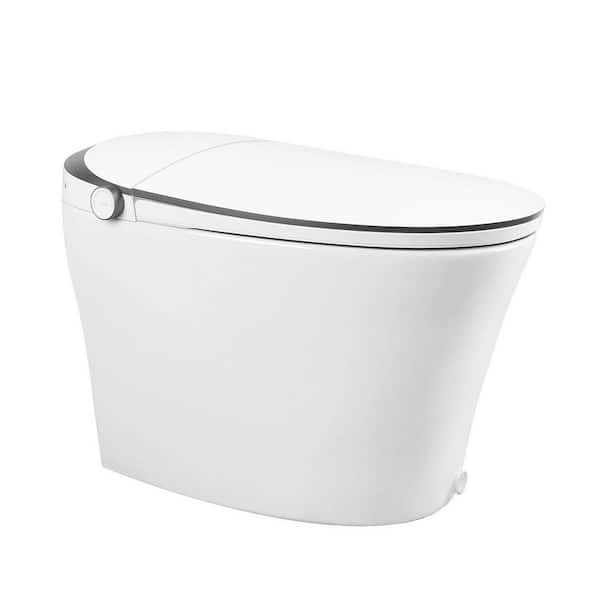 1.28 GPF Elongated Smart Bidet Toilet in White with Auto Close/Open/Flush, Heated Seat, Foot Sensor, UV Sterilization