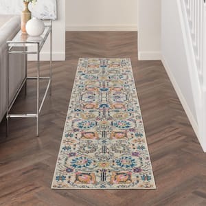 Passion Ivory/Multi 2 ft. x 10 ft. Floral Transitional Kitchen Runner Area Rug