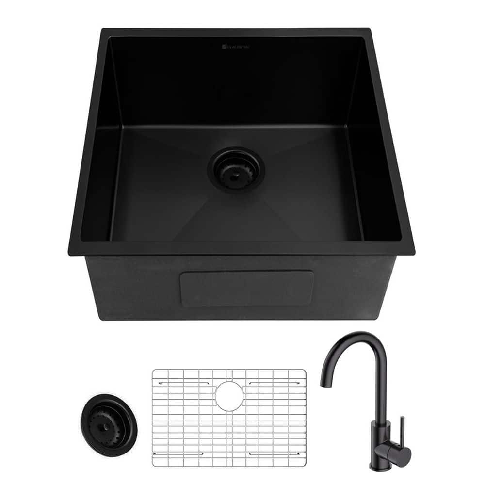 17 in. Undermount Single Bowl 18-Gauge Black Stainless Steel Kitchen Sink with Spring Neck Faucet price history on PriceWatchPro