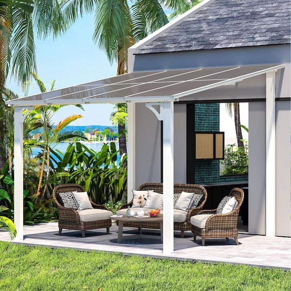 AECOJOY 8 ft. x 8 ft. White Aluminum Patio Cover 16400WH-HD01