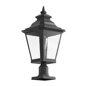 22.5 in. 1-Light Black Aluminum Exterior Hardwired Waterproof Lantern Post Pier Mount Light
