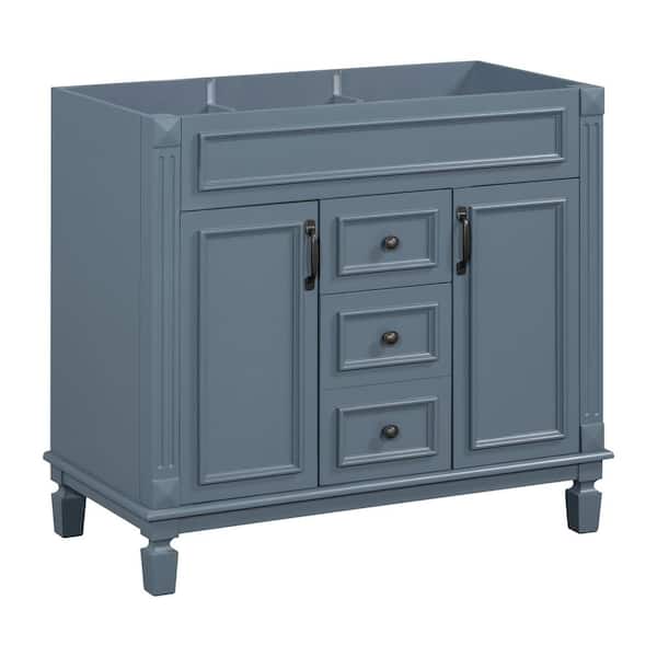 Priscilla 36.30 in. W Modern Freestanding Bath Vanity Cabinet without Top in Blue with 2 Doors and 2 Drawers