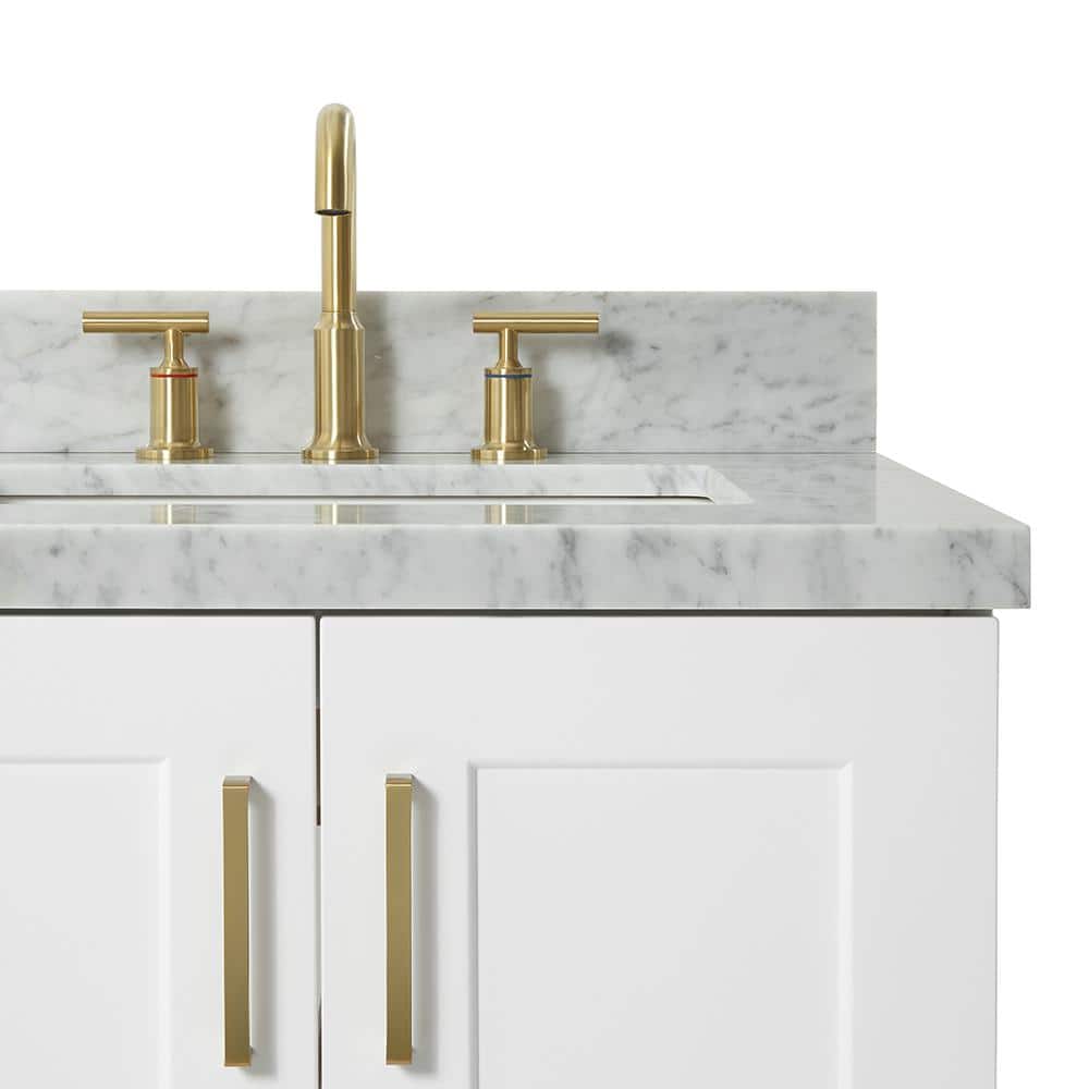 Taylor White Single Bathroom Vanity with Carrara Marble Top