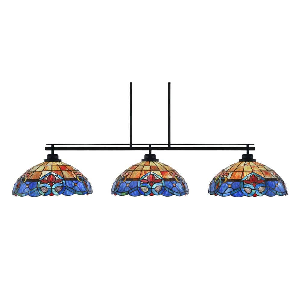 Monroe 3-Light Billiard Light, Round Fitter, Matte Black Finish, 16 in. Sie