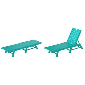 Laguna 2-Piece Turquoise HDPE All Weather Fade Proof Plastic Reclining Outdoor Patio Adjustable Chaise Lounge Chairs