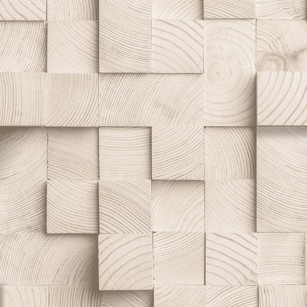 Wood Blocks Natural Beige Wallpaper
