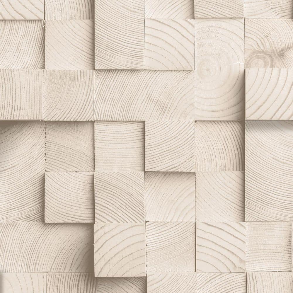 Wood Blocks Natural Beige Wallpaper Sample