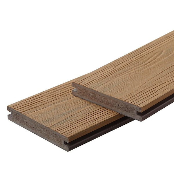 FORTRESS Apex 1 in. x 6 in. x 8 ft. Himalayan Cedar Brown PVC Grooved Deck Boards (2-Pack)