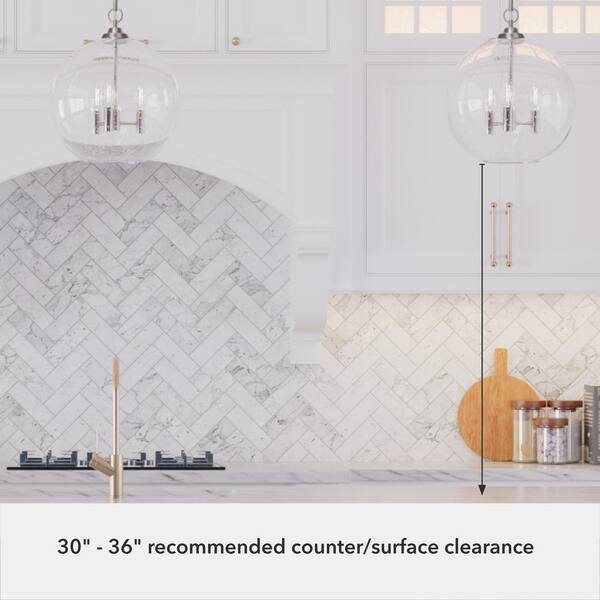 Hunter - High Oaks 60-Watt 3 Light Brushed Nickel Island Pendant Light with Clear Seeded Glass Shade, Bulbs Not Included