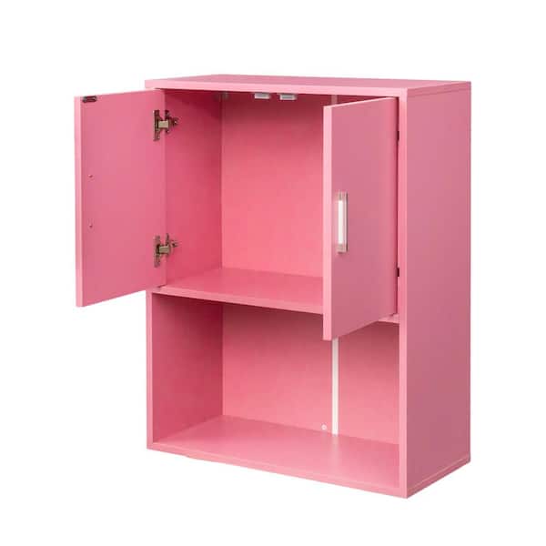 COWLOWN 23.62 in. W x 11.02 in. D x 30 in. H Bathroom Pink Linen Cabinet