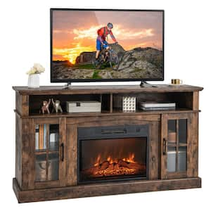 Brown TV Stand Fits TV's Up To 65 in. with 1400-Watt Electric Fireplace