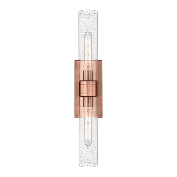 Innovations Ballston Urban 24 in. 2-Light Antique Copper Vanity Light with Glass Shade
