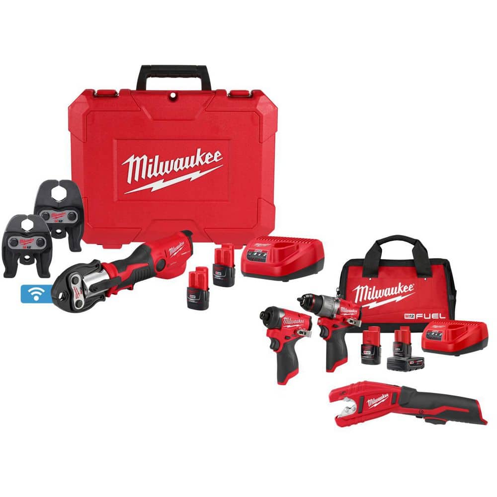 M12 12-Volt Lithium-Ion FORCE Logic Press Tool Kit with ONE-KEY and M12 FUEL Combo Kit with M12 Copper Tubing Cutter price history on PriceWatchPro