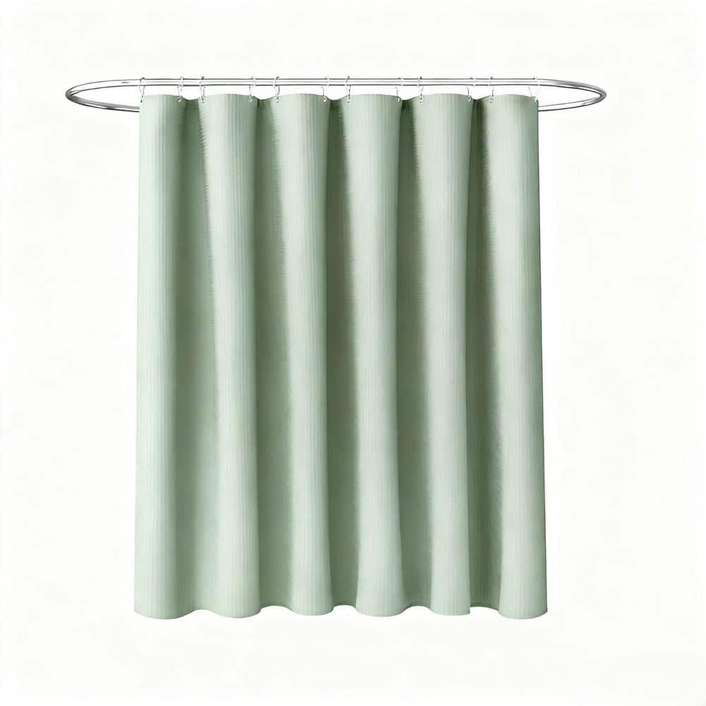 72 in. W x 72 in. L Heavyweight Polyester Waffle Weave Fabric Shower Curtain with 12 Plastic Hooks in Green price history on PriceWatchPro