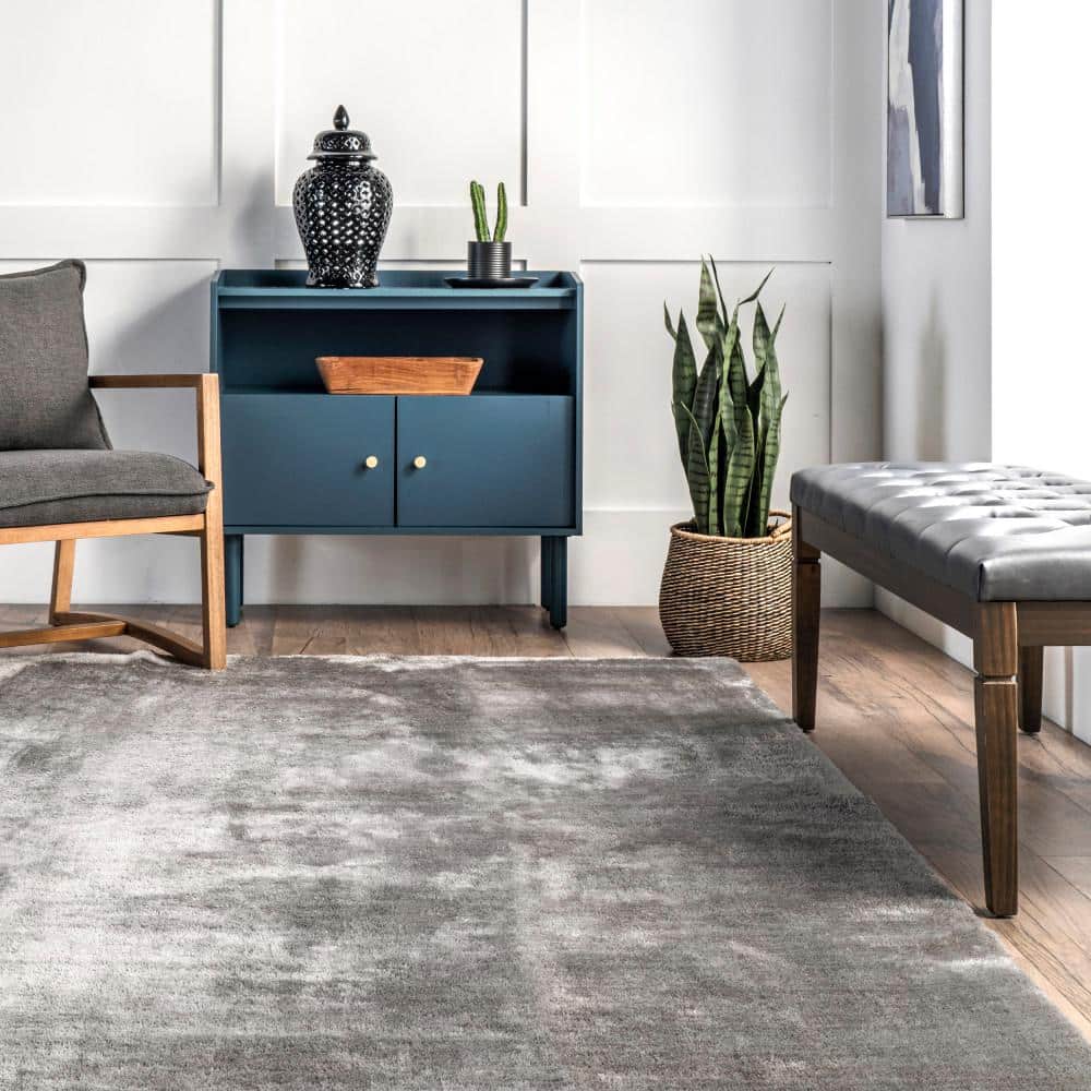 Gray 2' x 3' Machine Washable Shag Area Rug