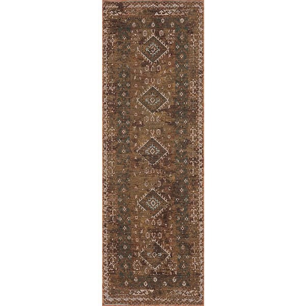 Liorisse Traditional Brown 3 ft. x 8 ft. Outdoor Runner Rug