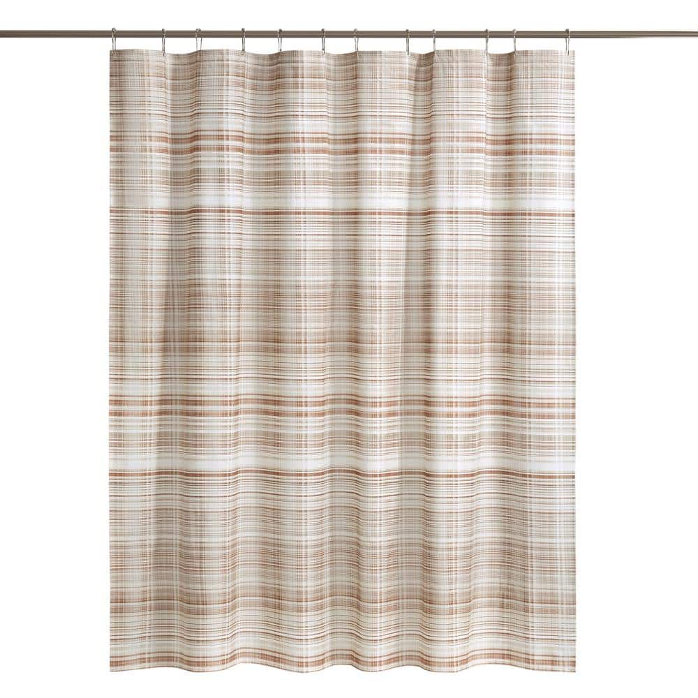 Peyton 72 in. W x 72 in. L Cotton Shower Curtain in Cinnamon