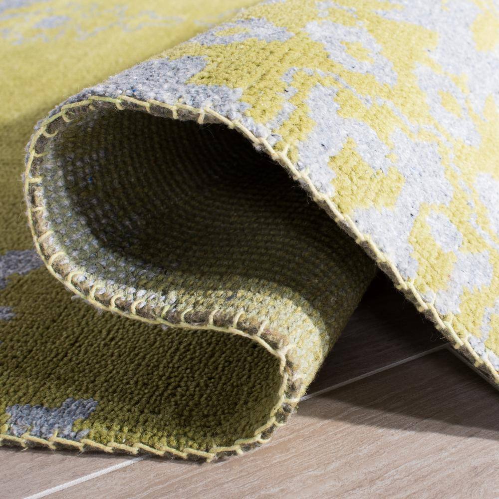 Chartreuse Hand-Knotted Wool and Viscose 3' x 5' Area Rug