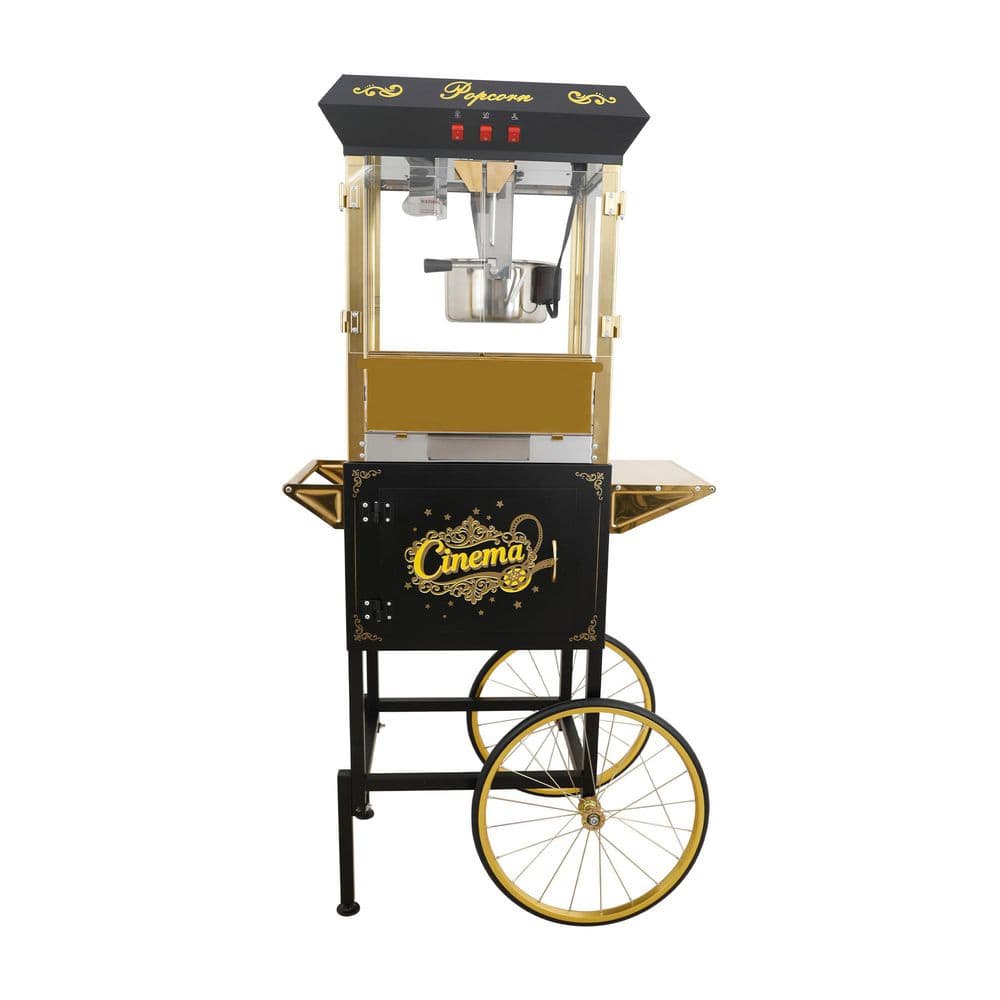 16 oz. Kettle 0.5 qt. Stainless Steel Stovetop Not Cooktop Compatible Popcorn Popper with Cart, 3-Switch Control