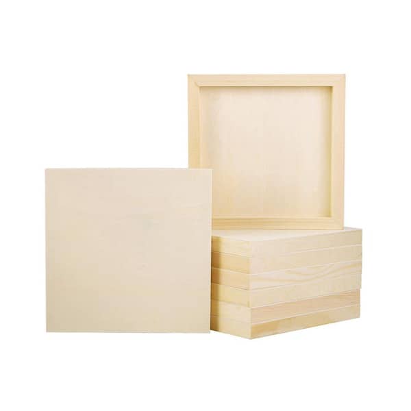 Afoxsos 0.8 in. x 8 in. x 8 in. Pine Wood Panel Project Panel 8-Pack for Painting, Pouring, Arts and Crafts