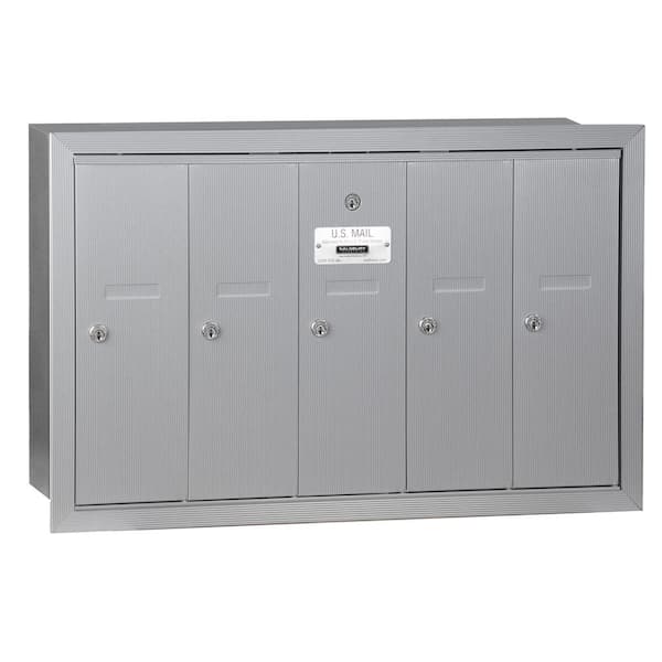 Salsbury Industries Aluminum Recessed-Mounted USPS Access Vertical Mailbox with 5 Doors
