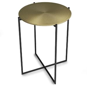 Oliver Modern 17 in. Wide Metal Side Table in Gold/Brass