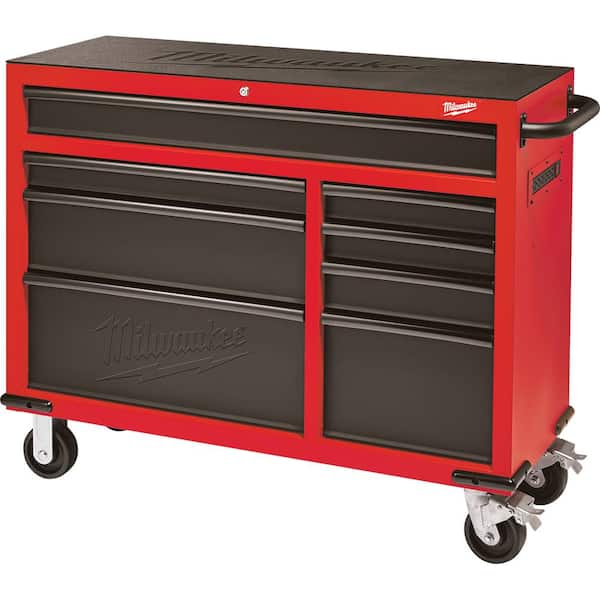 Milwaukee 46 in. 8-Drawer Red/Black Textured Rolling Tool Chest Cabinet