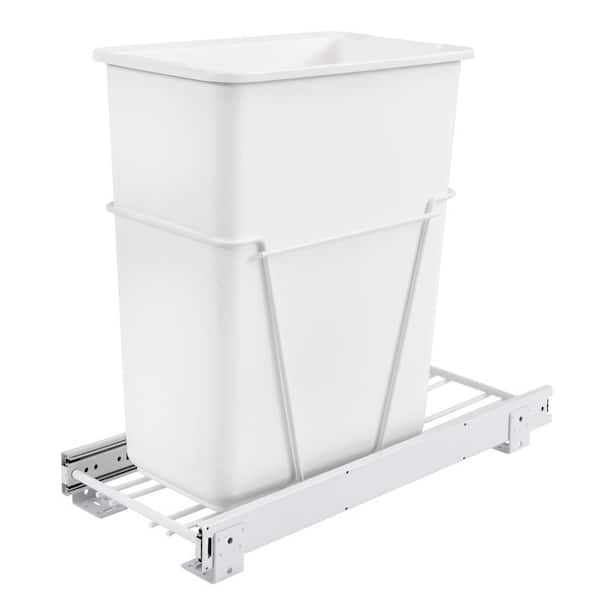 Rev-A-Shelf White Single Pull Out Kitchen Cabinet Trash Can 30 Qt